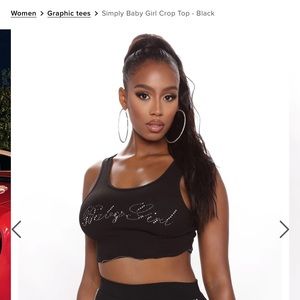 Fashion Nova Simply Baby Girl Crop Top Black